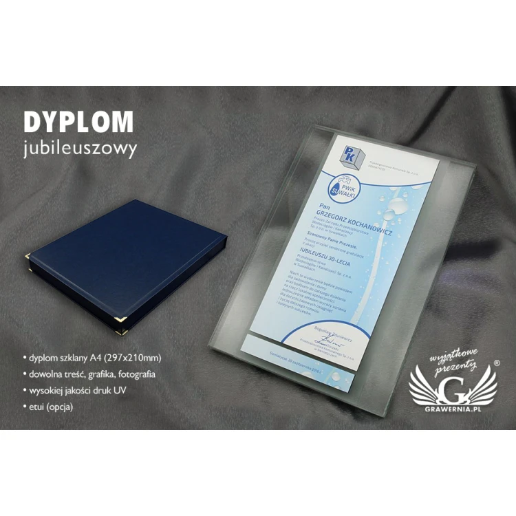 Dyplom szklany - kolorowy druk UV - DUV010