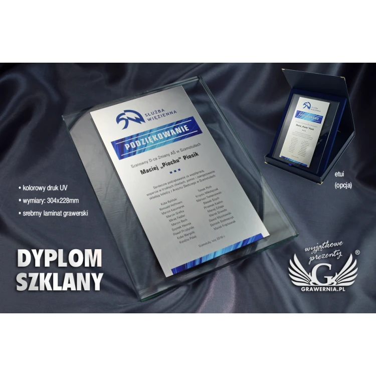 DYPLOM SZKLANY - KOLOROWY DRUK UV - DUV025