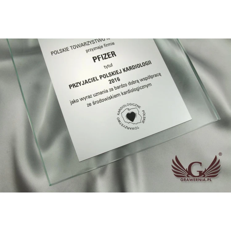 Dyplom szklany - kolorowy druk UV - DUV009