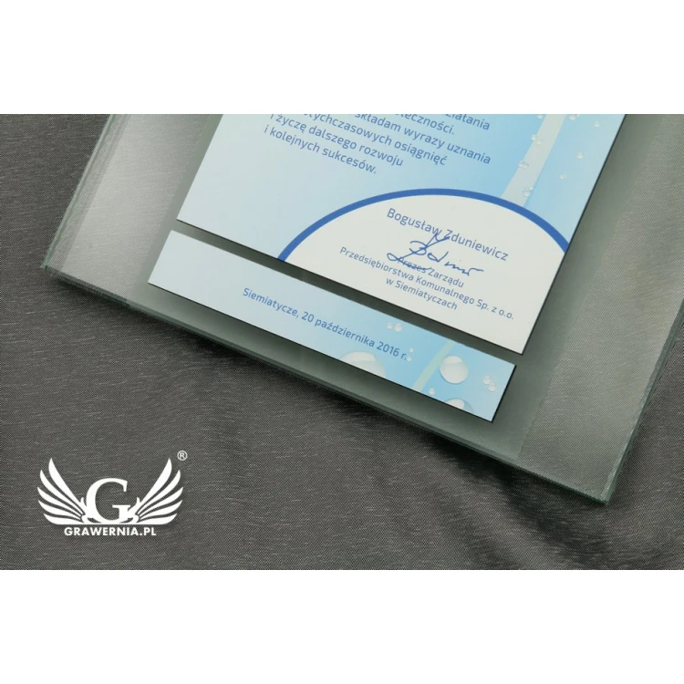 Dyplom szklany - kolorowy druk UV - DUV010