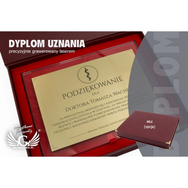 Dyplom szklany - podziękowanie - grawer laserem - DSZ053