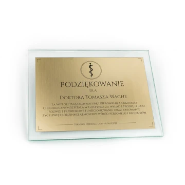 Dyplom szklany - podziękowanie - grawer laserem - DSZ053