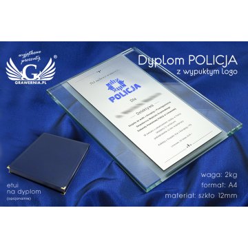 DYPLOM SZKLANY POLICJA - DSZ046 - pionowy