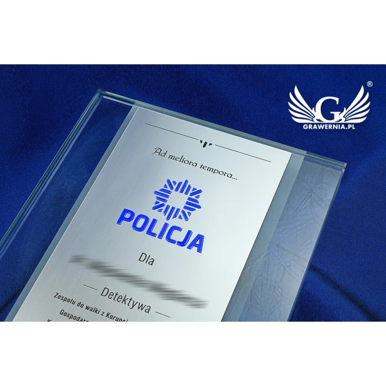 DYPLOM SZKLANY POLICJA - DSZ046 - pionowy