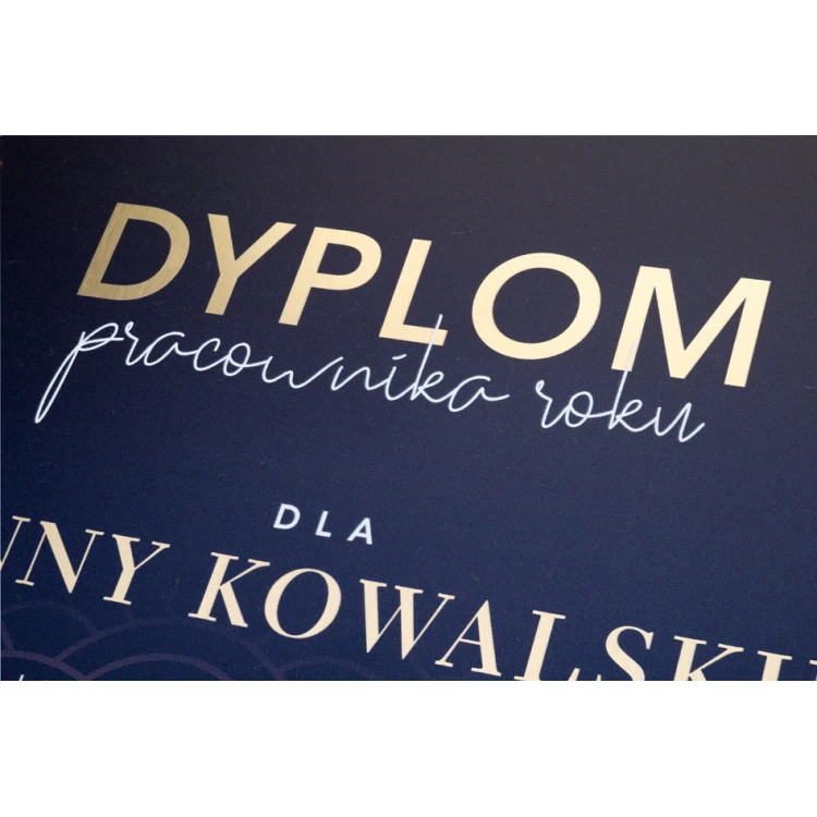Dyplom szklany - Pracownik Roku - poziomy - kolorowy druk UV - DUV076
