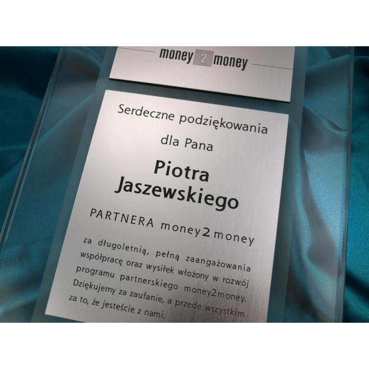 DYPLOM SZKLANY - DSZ012 - Certyfikat, Podziękowanie, Wyróżnienie