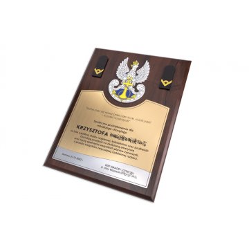 Dyplom uznania dla chorążego - kolorowy druk UV i wypukły logotyp - DUV063