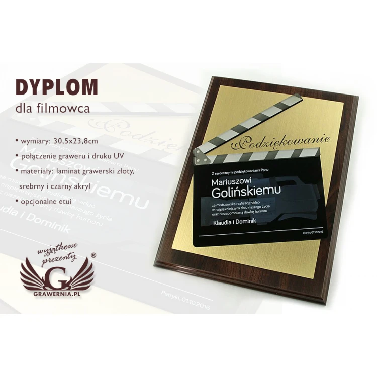 DYPLOM UZNANIA DLA FILMOWCA - DUV013