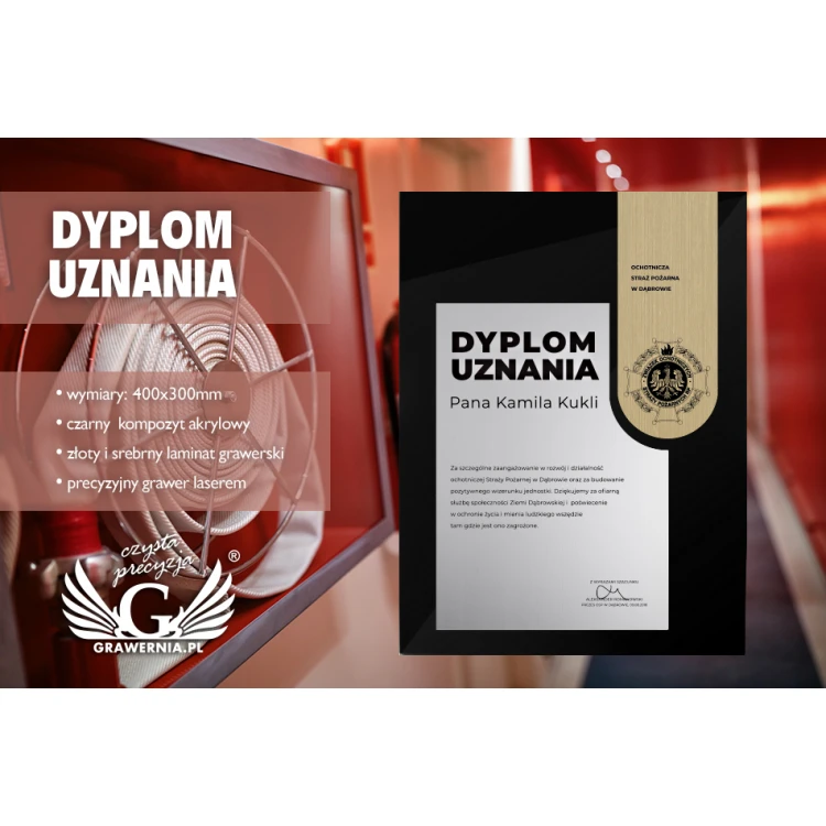 Dyplom uznania exclusive black - wymiary: 400x300mm - DS019