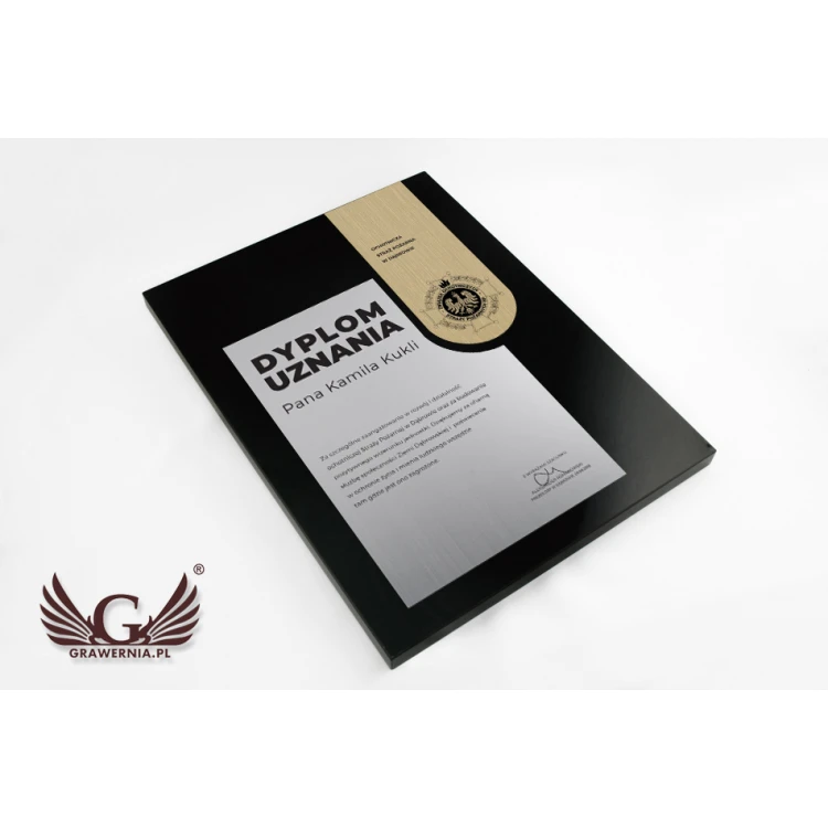 Dyplom uznania exclusive black - wymiary: 400x300mm - DS019