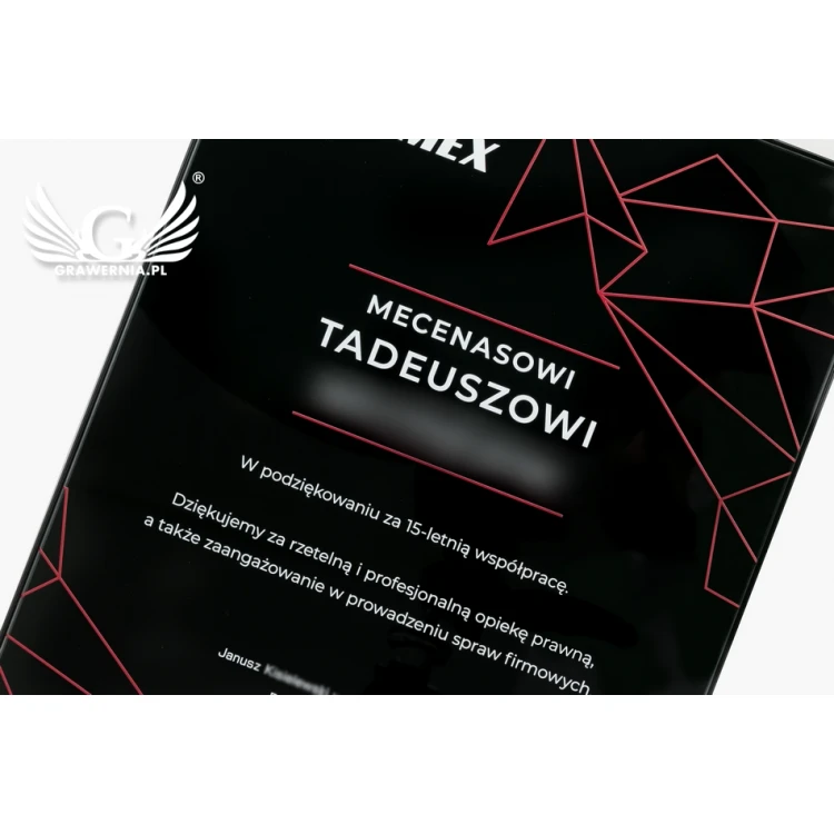 Dyplom uznania exclusive black glass - wymiary: 400x300mm - DUV042