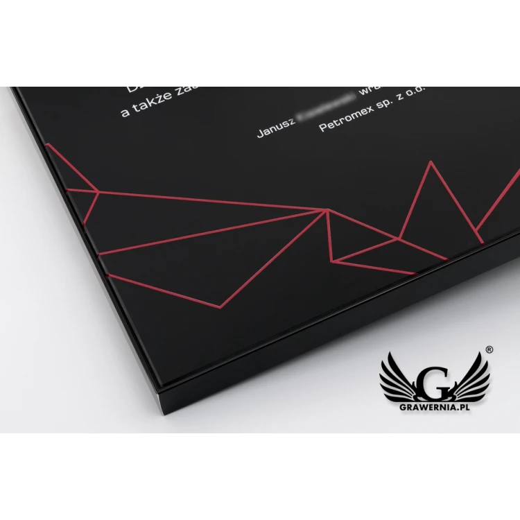 Dyplom uznania exclusive black glass - wymiary: 400x300mm - DUV042