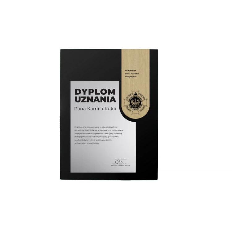 Dyplom uznania exclusive black - wymiary: 400x300mm - DS019