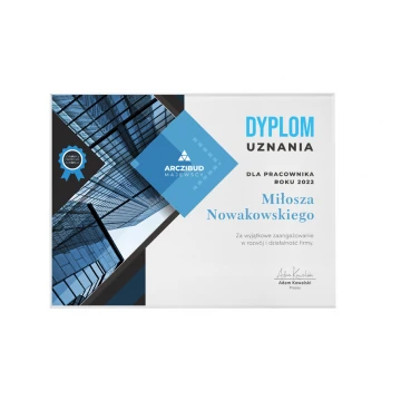 Dyplom uznania exclusive white glass - wymiary: 400x300mm - DUV065