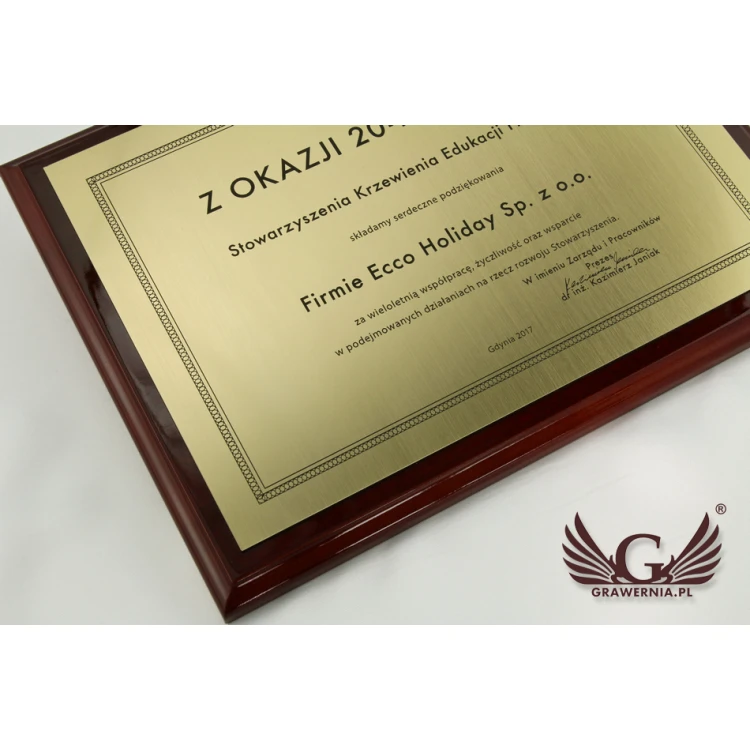 Dyplom uznania Exclusive z kolorowym logotypem - poziomy - DCE004