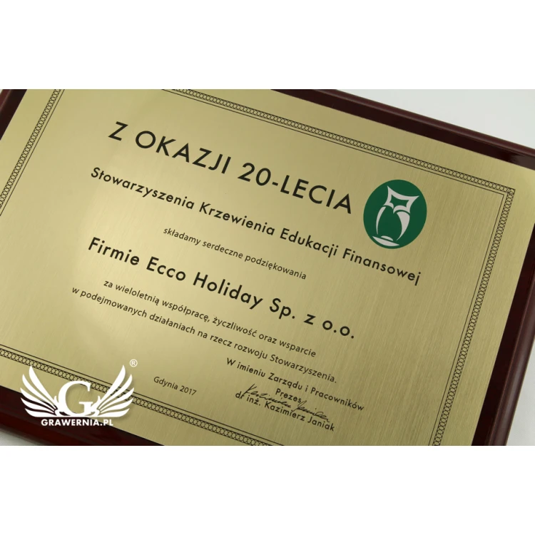 Dyplom uznania Exclusive z kolorowym logotypem - poziomy - DCE004