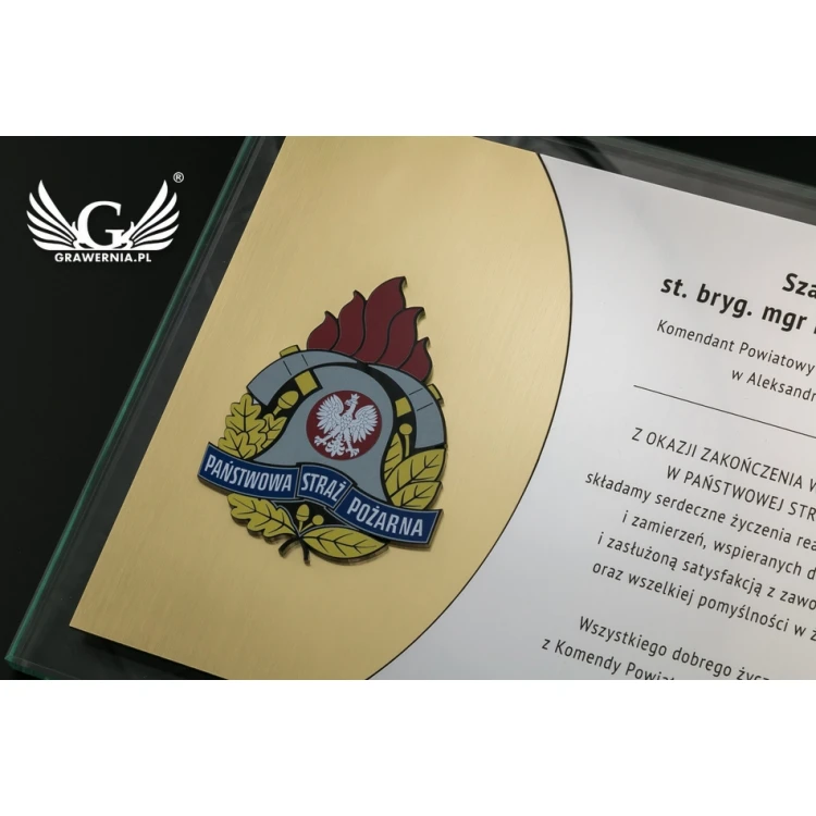 Dyplom uznania PSP - poziomy - grawer i kolorowy logotyp  - DUV039