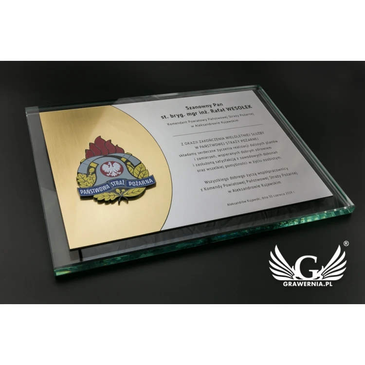 Dyplom uznania PSP - poziomy - grawer i kolorowy logotyp  - DUV039