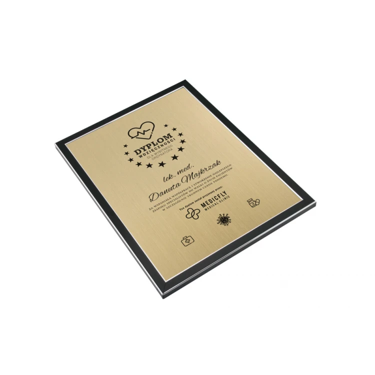 Dyplom uznania w czarnej ramie z laminatem grawerskim - DWR12