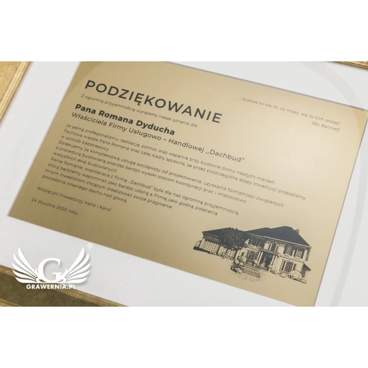 Dyplom uznania w złotej ramie - DWR9