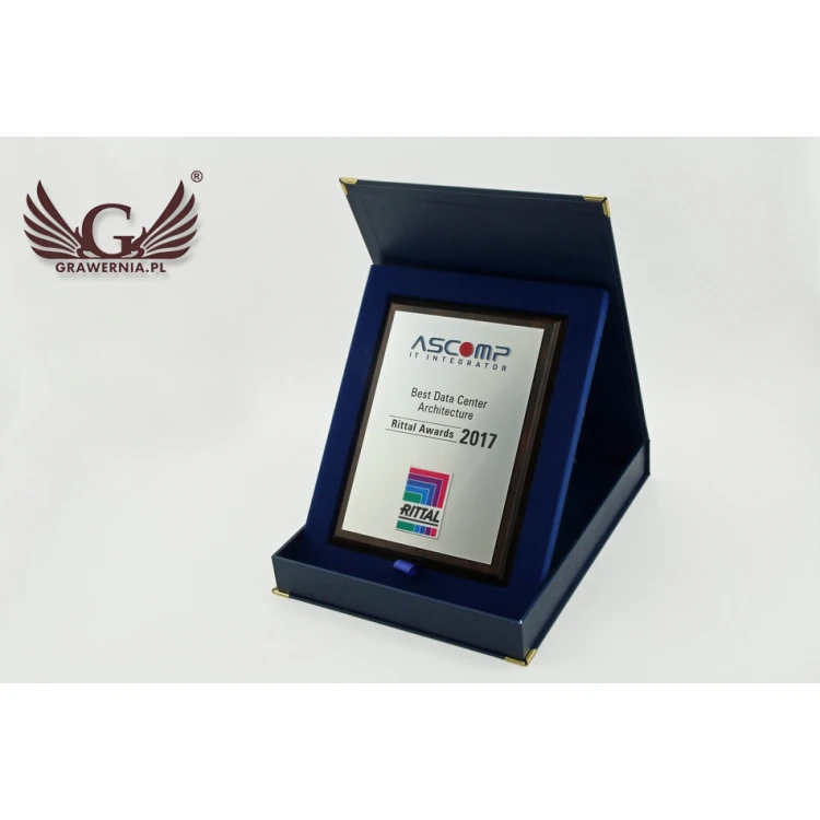 Dyplom uznania z akrylowymi logotypami - cyfrowy druk UV - DUV018