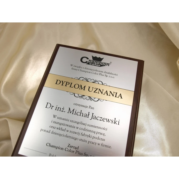 DYPLOM UZNANIA srebrno-złoty - DS032