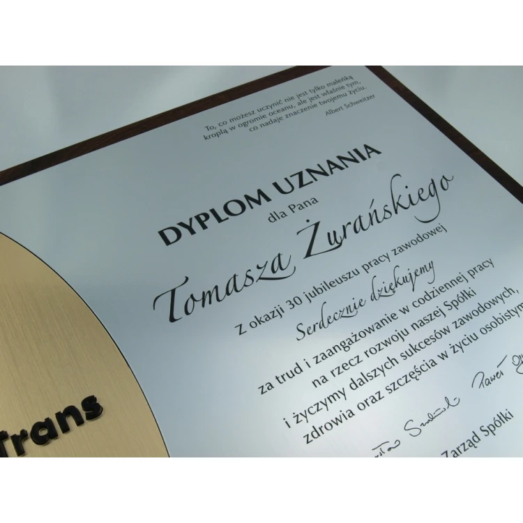 Dyplom z akrylowym logo - SL025