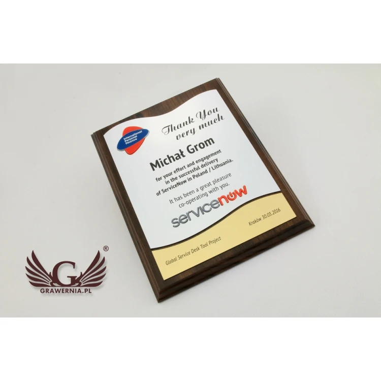DYPLOM Z AKRYLOWYM LOGOTYPEM - WYCINANY LASEREM - SL048