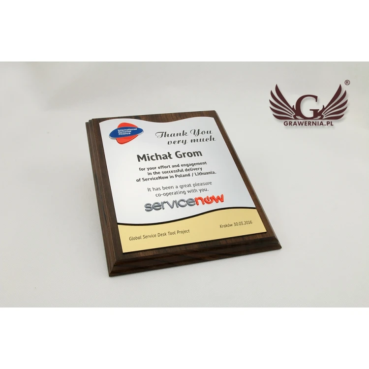 DYPLOM Z AKRYLOWYM LOGOTYPEM - WYCINANY LASEREM - SL048