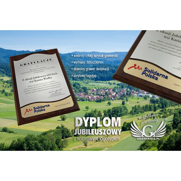 DYPLOM Z AKRYLOWYM LOGOTYPEM - WYCINANY LASEREM - SL026
