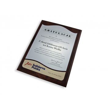 DYPLOM Z AKRYLOWYM LOGOTYPEM - WYCINANY LASEREM - SL026