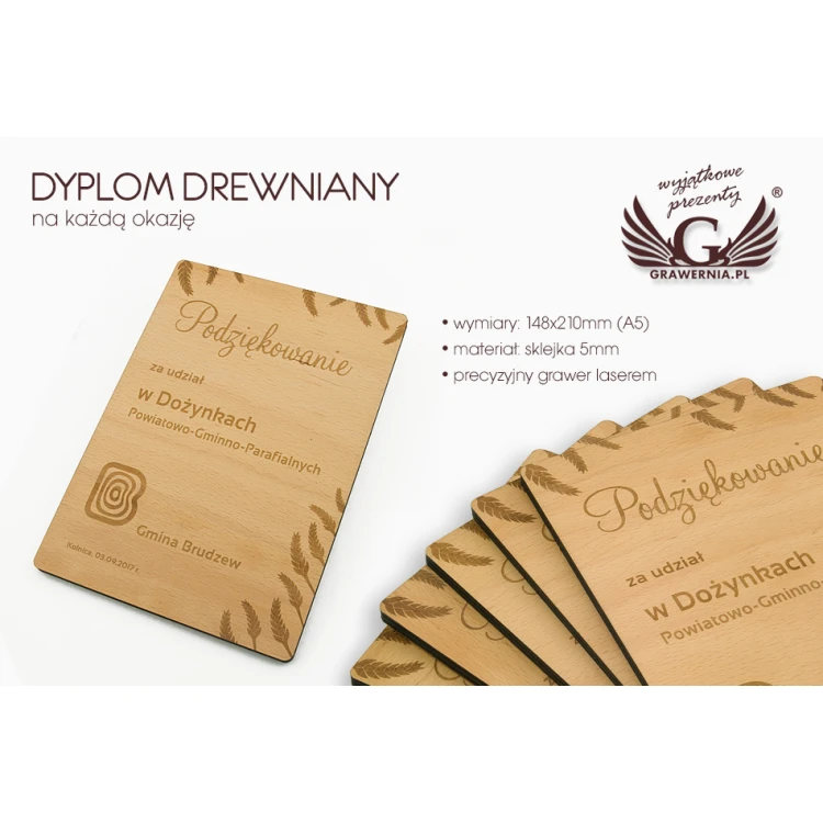 Dyplom z drewna na każdą okazję (A5) - DRE002
