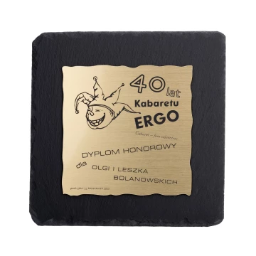 Dyplom z kamienia łupkowego - kwadratowy - grawer laserem - DK008