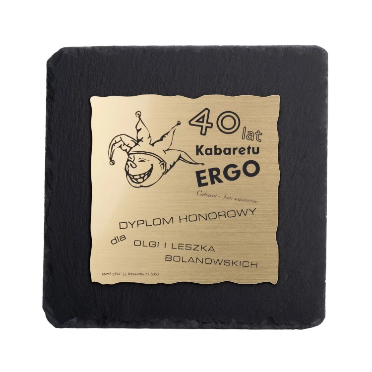 Dyplom z kamienia łupkowego - kwadratowy - grawer laserem - DK008