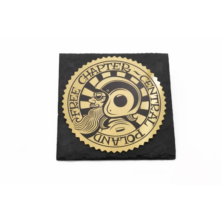 Dyplom z kamienia łupkowego z mosiężnym logotypem grawer CNC - DK006 
