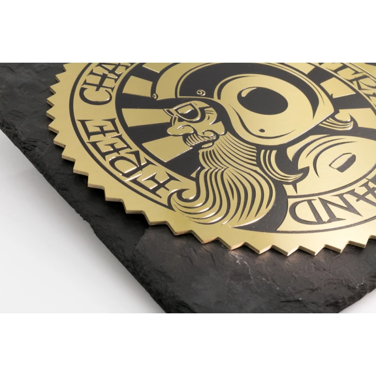 Dyplom z kamienia łupkowego z mosiężnym logotypem grawer CNC - DK006 