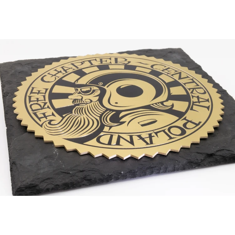 Dyplom z kamienia łupkowego z mosiężnym logotypem grawer CNC - DK006 