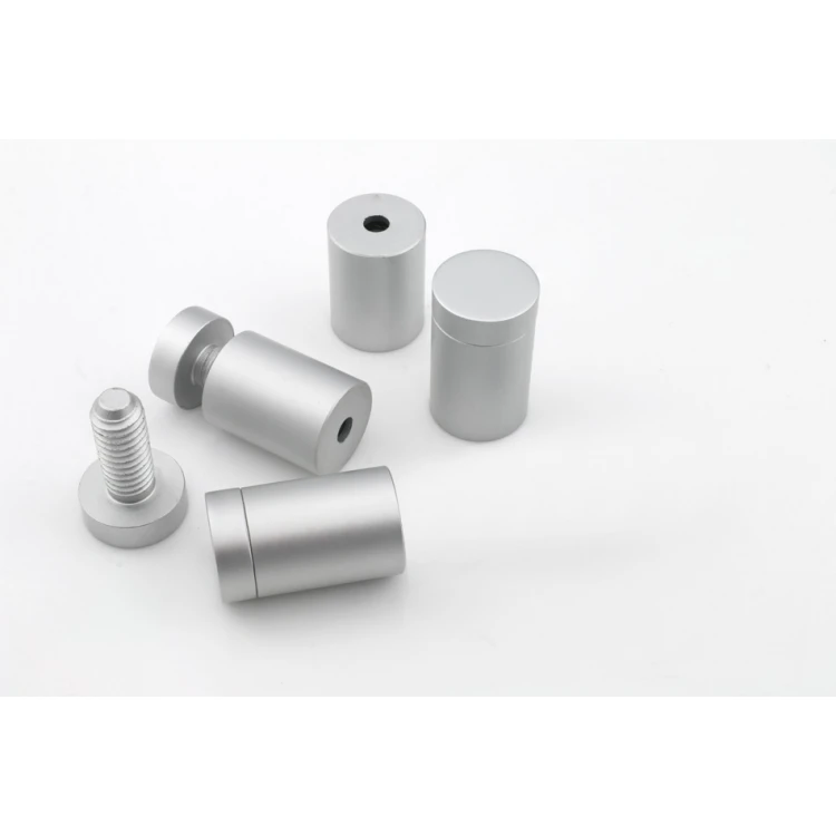 Dystans aluminiowy do szyldów i tabliczek - srebrny satynowy - średnica 19mm - DDS013