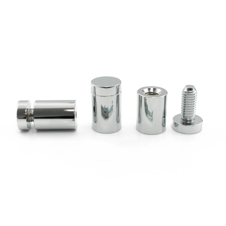 Dystans aluminiowy do szyldów i tabliczek - srebrny chromowany - średnica 19mm - DDS015