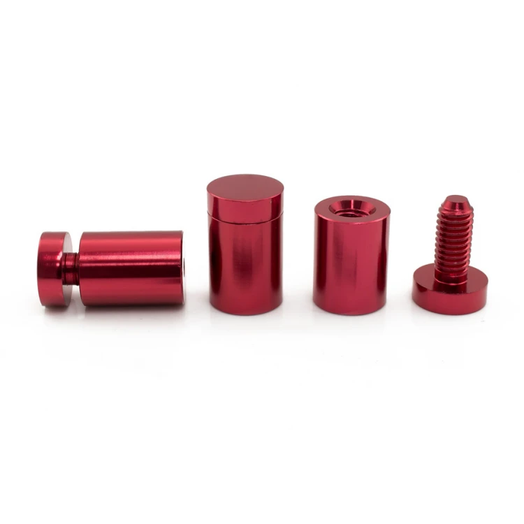 Dystans aluminiowy do szyldów i tabliczek - czerwony - średnica 19mm - DDS027