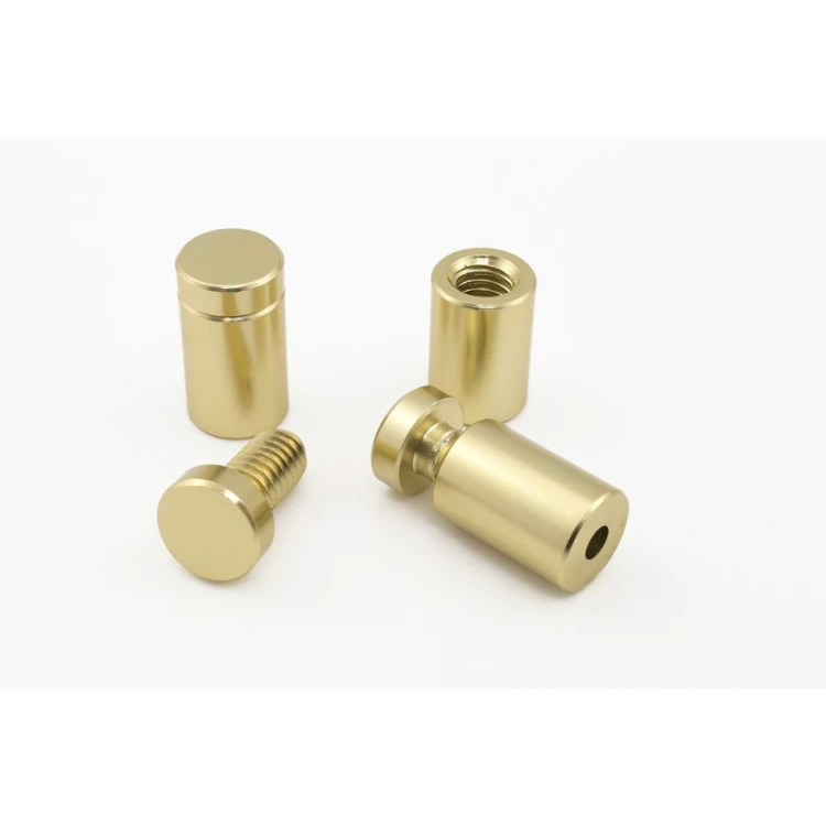 Dystans aluminiowy do szyldów i tabliczek - jasny złoty - średnica 13mm - DDS033