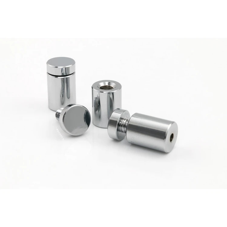 Dystans aluminiowy do szyldów i tabliczek - srebrny chromowany - średnica 19mm - DDS036