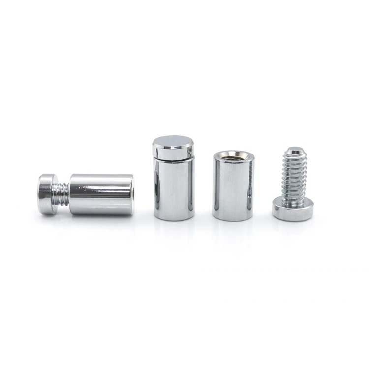 Dystans aluminiowy do szyldów i tabliczek - srebrny chromowany - średnica 13mm - DDS037