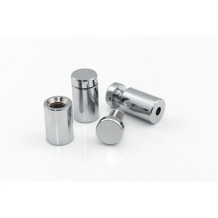 Dystans aluminiowy do szyldów i tabliczek - srebrny chromowany - średnica 13mm - DDS037