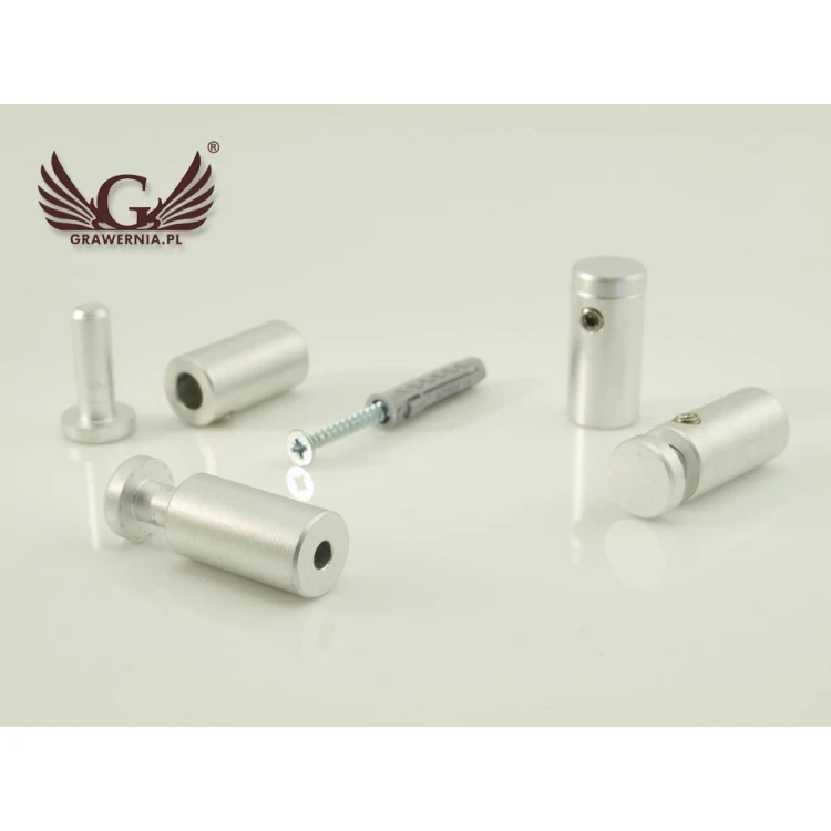 Dystans do szyldów i tabliczek - dystans srebrny z aluminium - średnica 12mm - DDS045