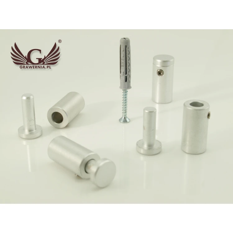 Dystans do szyldów i tabliczek - dystans srebrny z aluminium - średnica 12mm - DDS045