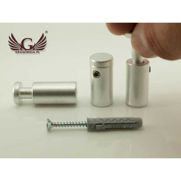 Dystans do szyldów i tabliczek - dystans srebrny z aluminium - średnica 12mm - DDS045