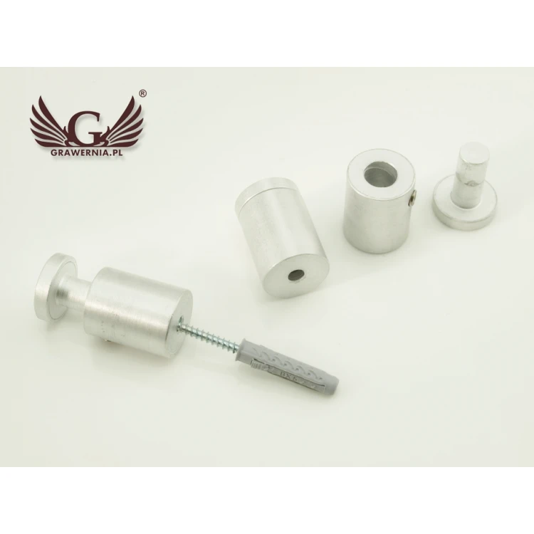 Dystans do szyldów i tabliczek - dystans srebrny z aluminium - średnica 18mm - DDS046
