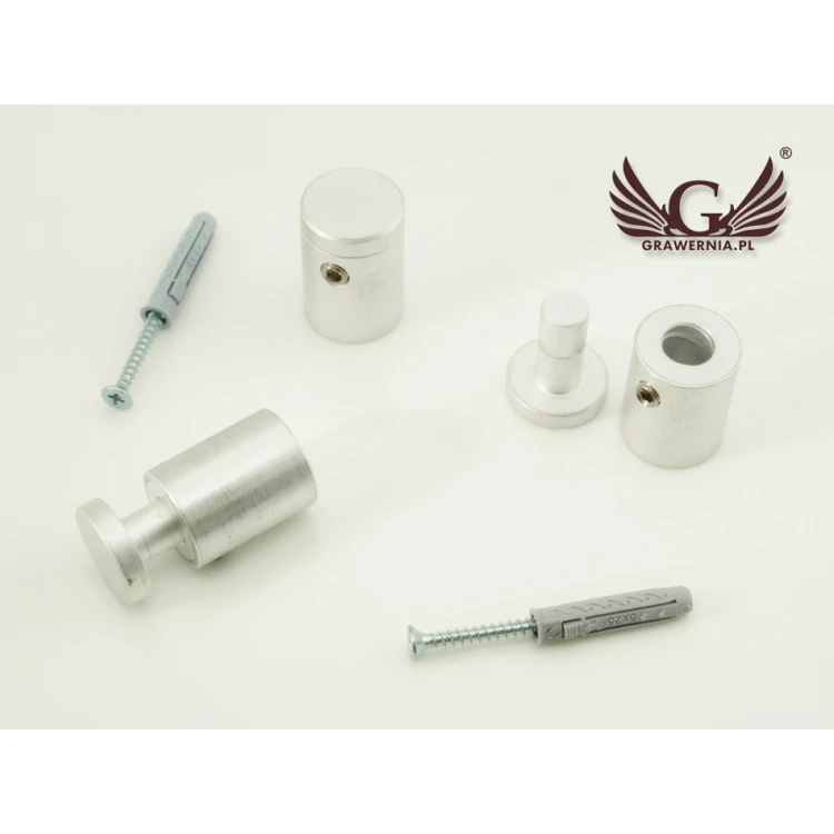Dystans do szyldów i tabliczek - dystans srebrny z aluminium - średnica 18mm - DDS046