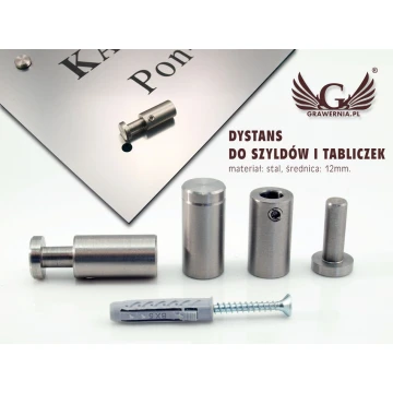 Dystans do szyldów i tabliczek - stalowy - średnica 12mm - DDS010